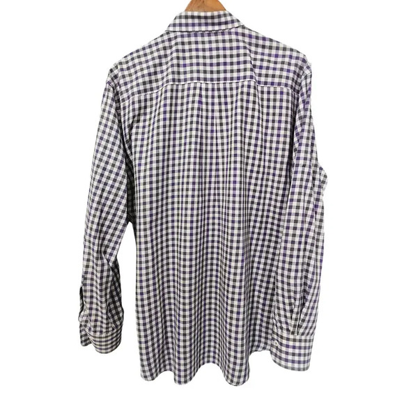 Peter Millar Gingham Button-Down Shirt Purple / Black Size XL - Picture 2 of 4